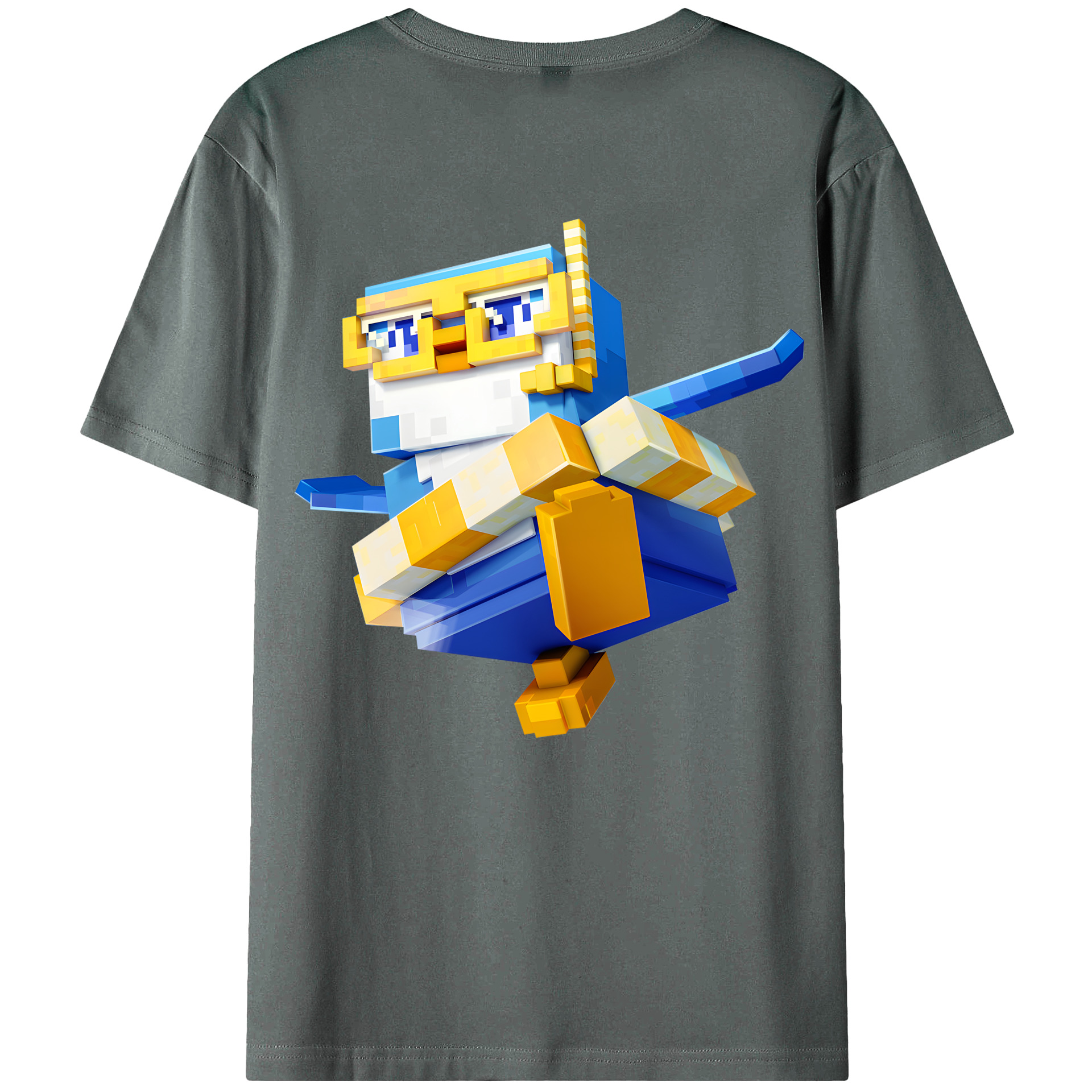（画像用） マインクラフト ブロックの世界 Minecraft MC Block world 綿100％ メンズ半袖Tシャツ（バックプリント） 通気性